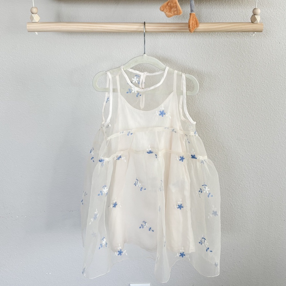 Zara Kids Dress in White and Blue Floral